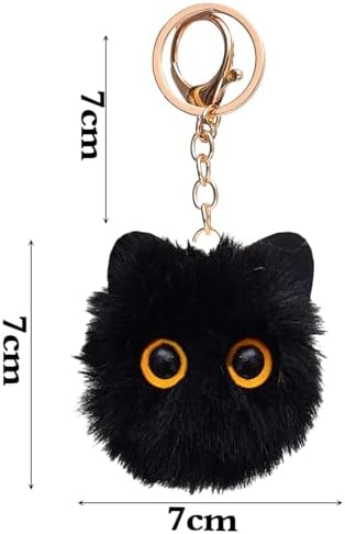 Fluffy plush cat keychain charm