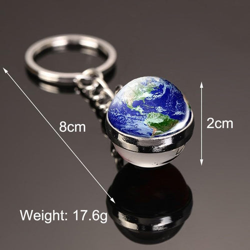 Luminous planet double-sided crystal keychain