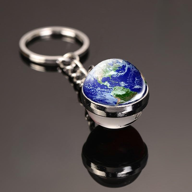 Luminous planet double-sided crystal keychain