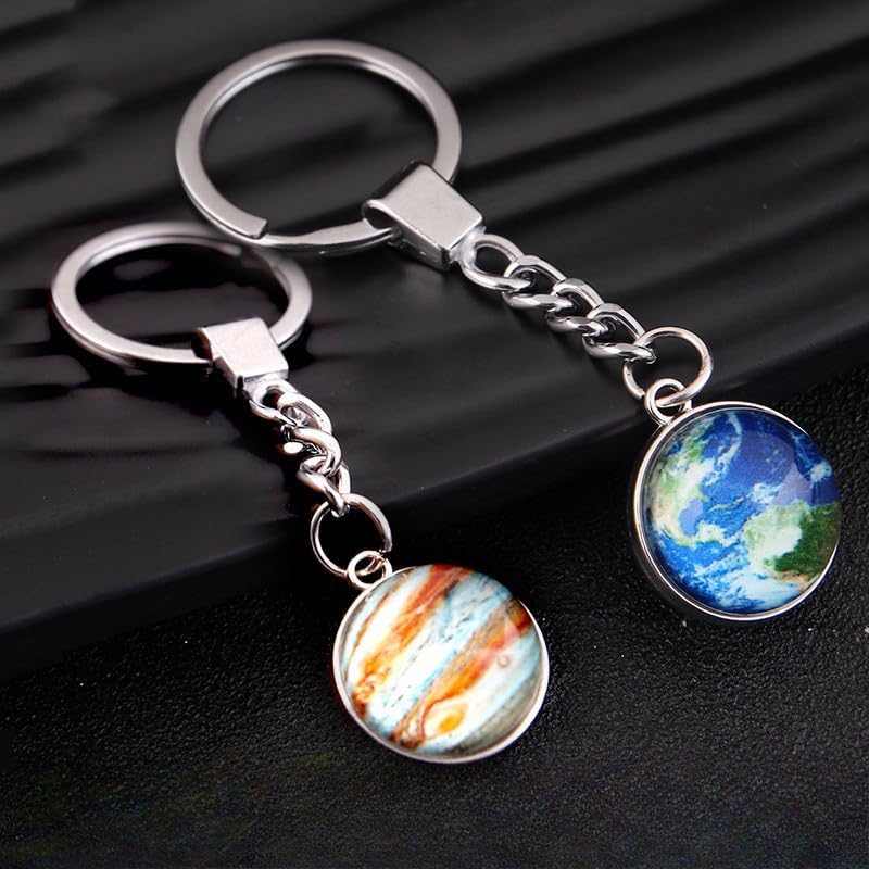 Luminous planet double-sided crystal keychain